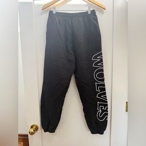 Darc Sport Black Sweats with White Wolves Print